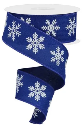 1.5" Bold Snowflake Ribbon: Royal Blue/Wht - 10yds