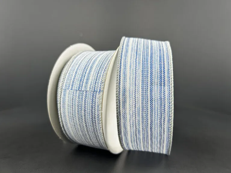 1.5"X10Y Navy-White Linen Ombre Tweed Striped 78467-09-27