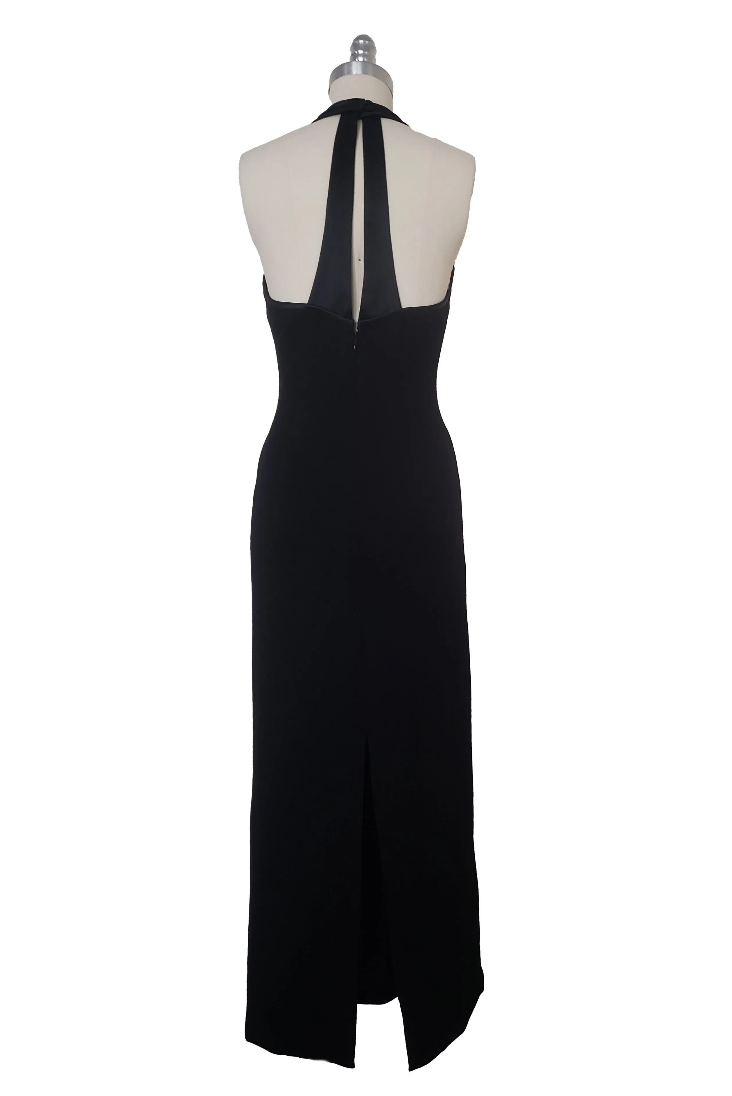 1990s Vintage Silk Lined Black Sweater Maxi Dress, Small to Medium