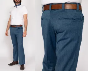 31x29 70s Slate Blue Herringbone Trousers