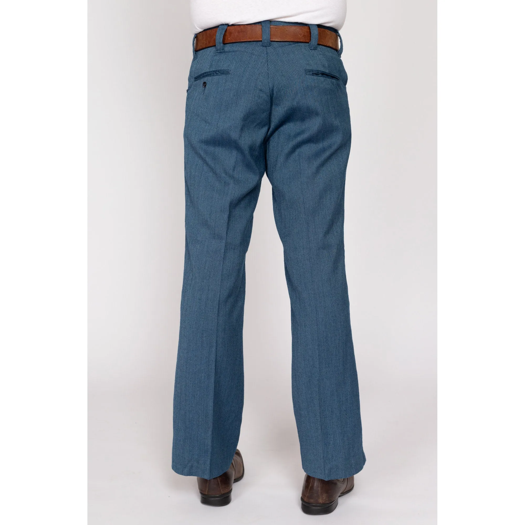 31x29 70s Slate Blue Herringbone Trousers