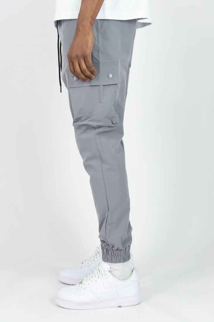 451R Solid Nylon Cargo Pants - Grey