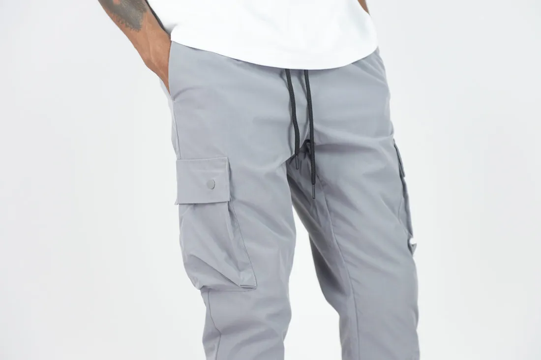 451R Solid Nylon Cargo Pants - Grey