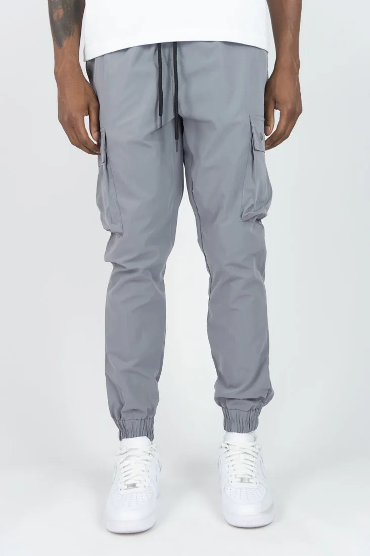 451R Solid Nylon Cargo Pants - Grey