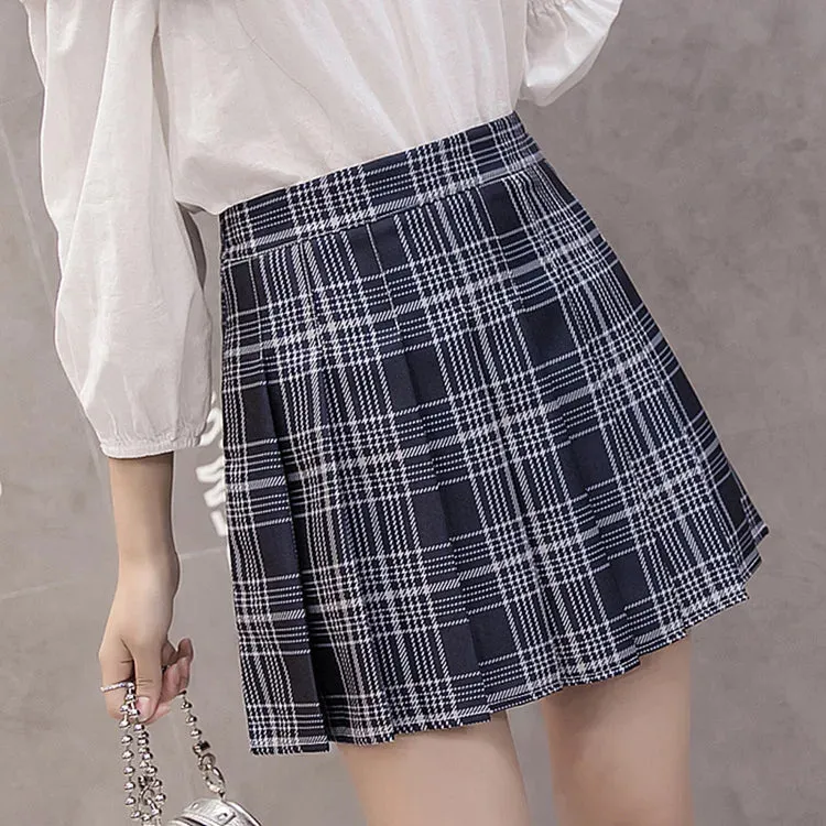 A-line Student Plaid Pleated Dance Mini Girls Kawaii Skirt