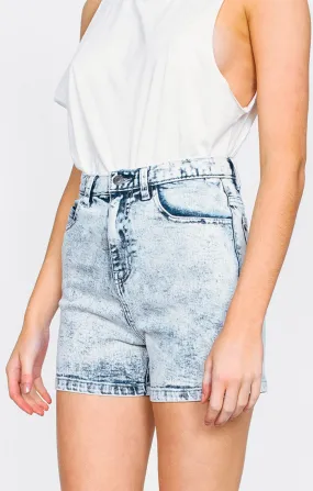 Afends Womens NINETIES - BLUE ACID - denim shorts