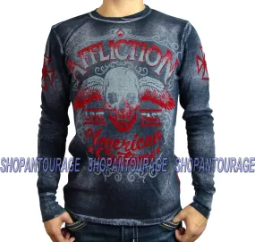Affliction AC Checkpoint A11877 New Long Sleeve Charcoal Thermal T-shirt For Men