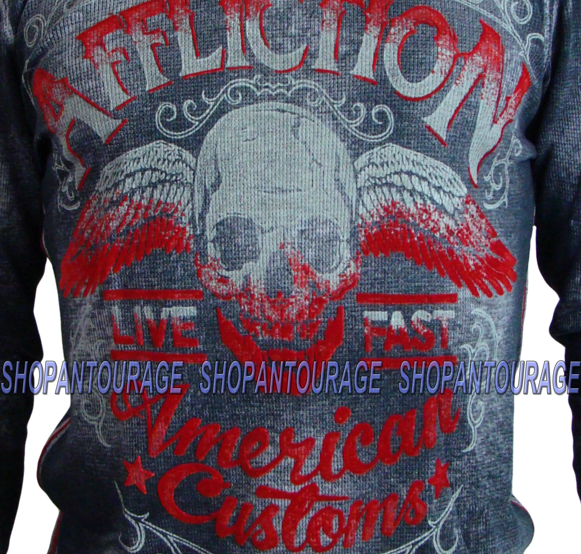 Affliction AC Checkpoint A11877 New Long Sleeve Charcoal Thermal T-shirt For Men