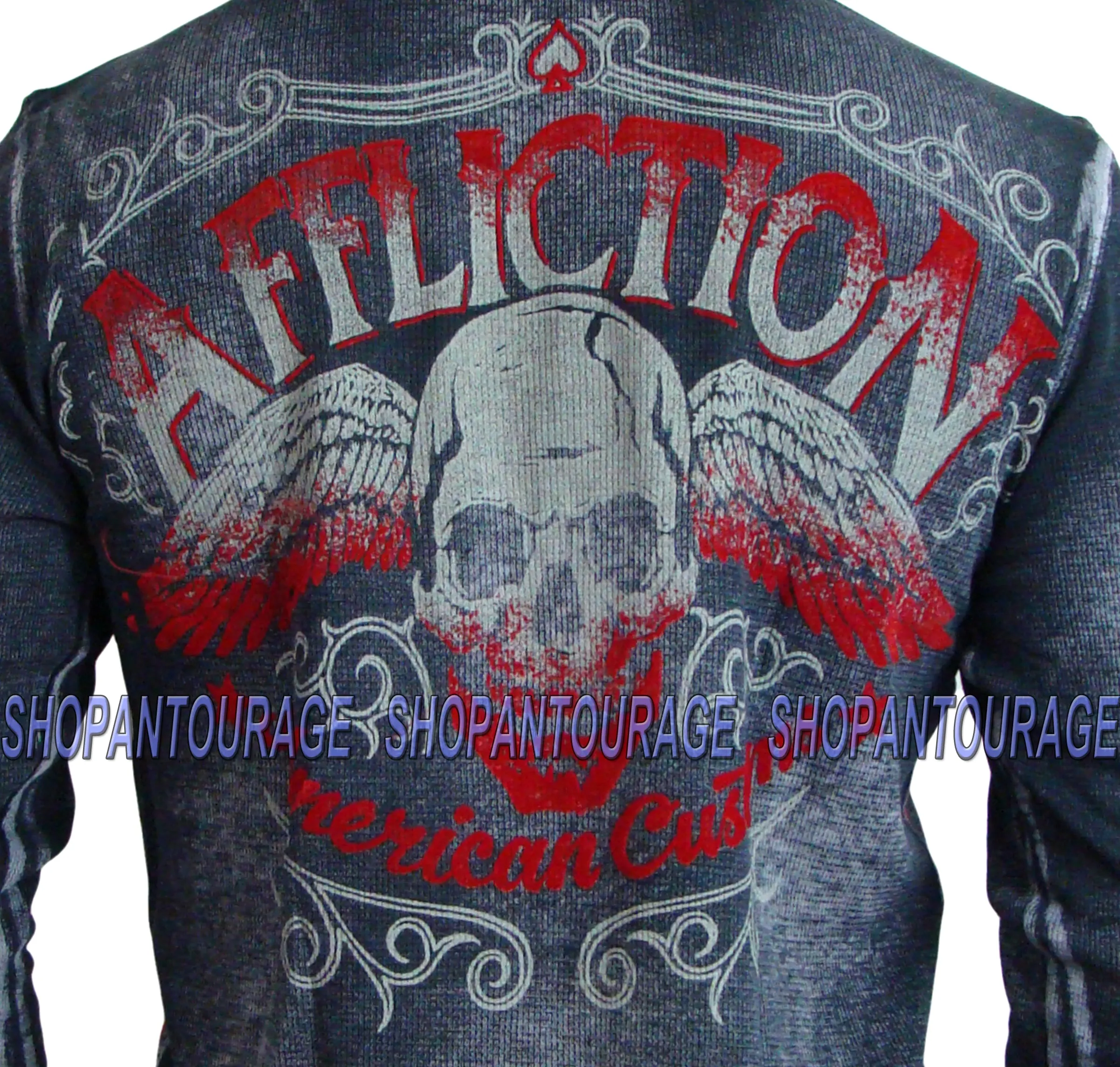 Affliction AC Checkpoint A11877 New Long Sleeve Charcoal Thermal T-shirt For Men