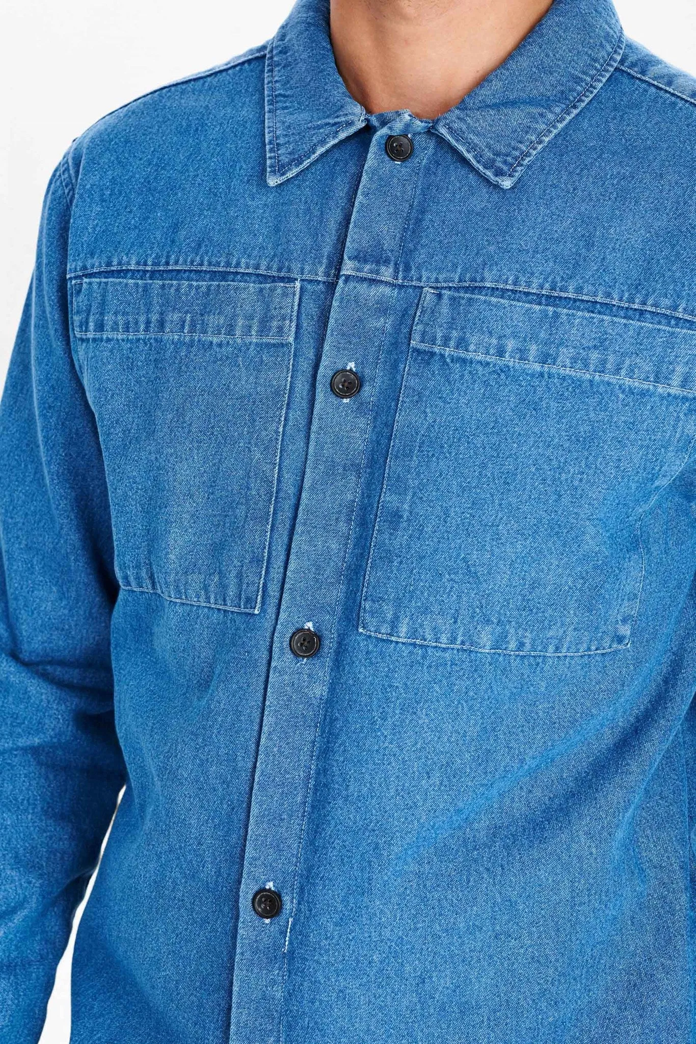AKHERBERT DENIM OVERSHIRT - Medium Blue Denim