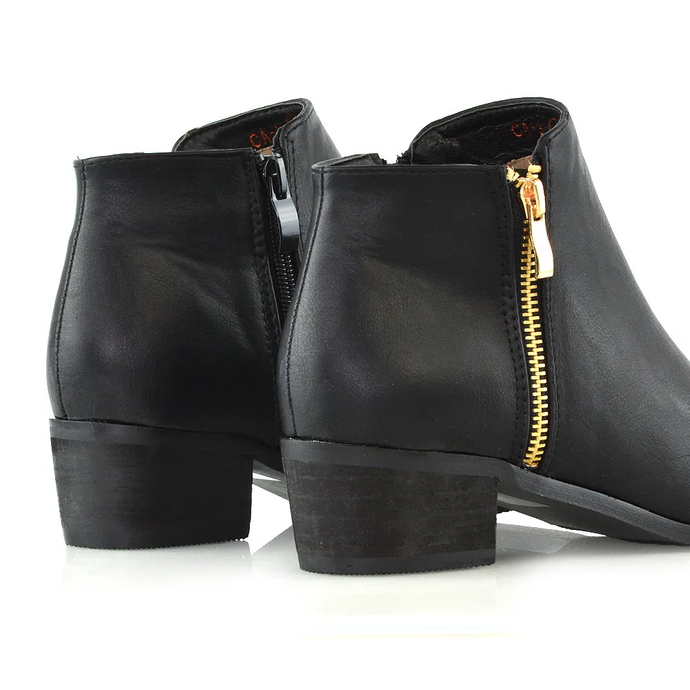 Alberto Zip Up Ankle Boots With Low Block Heel in Brown Faux Suede