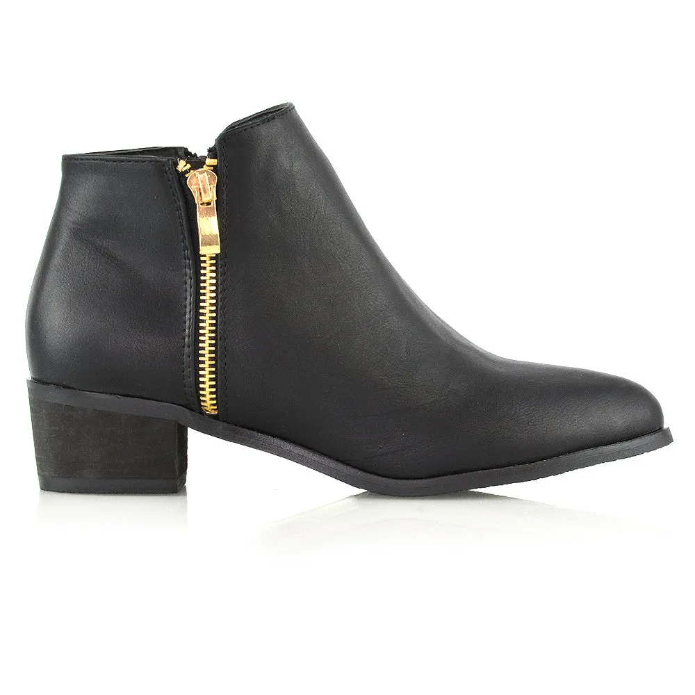 Alberto Zip Up Ankle Boots With Low Block Heel in Brown Faux Suede