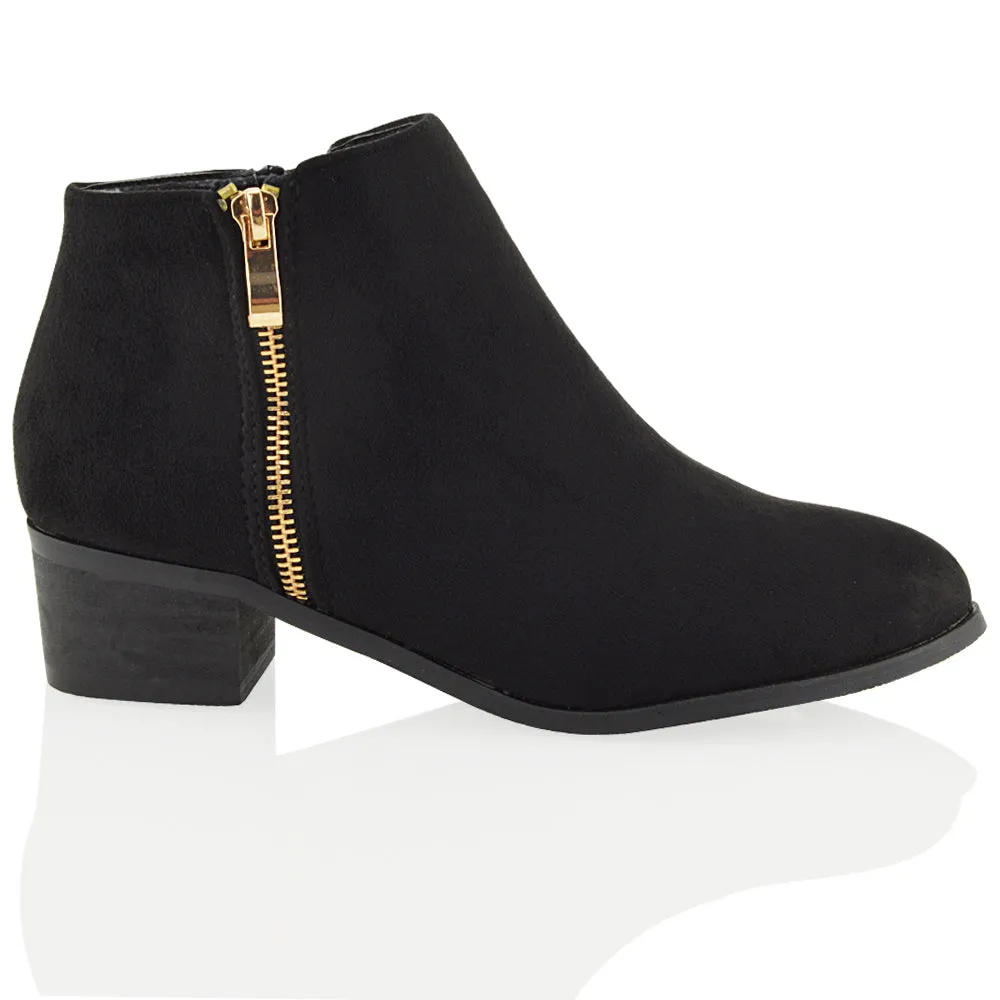 Alberto Zip Up Ankle Boots With Low Block Heel in Brown Faux Suede