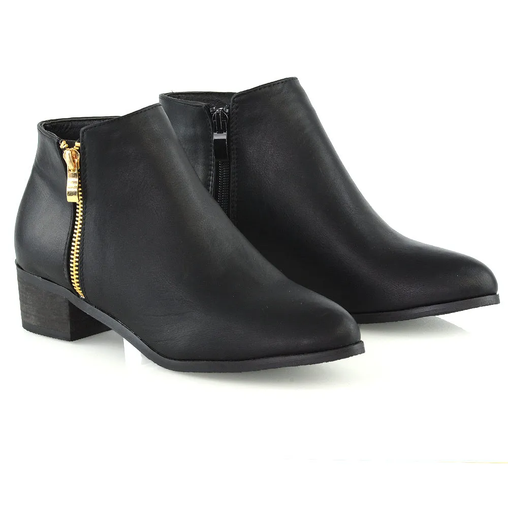 Alberto Zip Up Ankle Boots With Low Block Heel in Brown Faux Suede