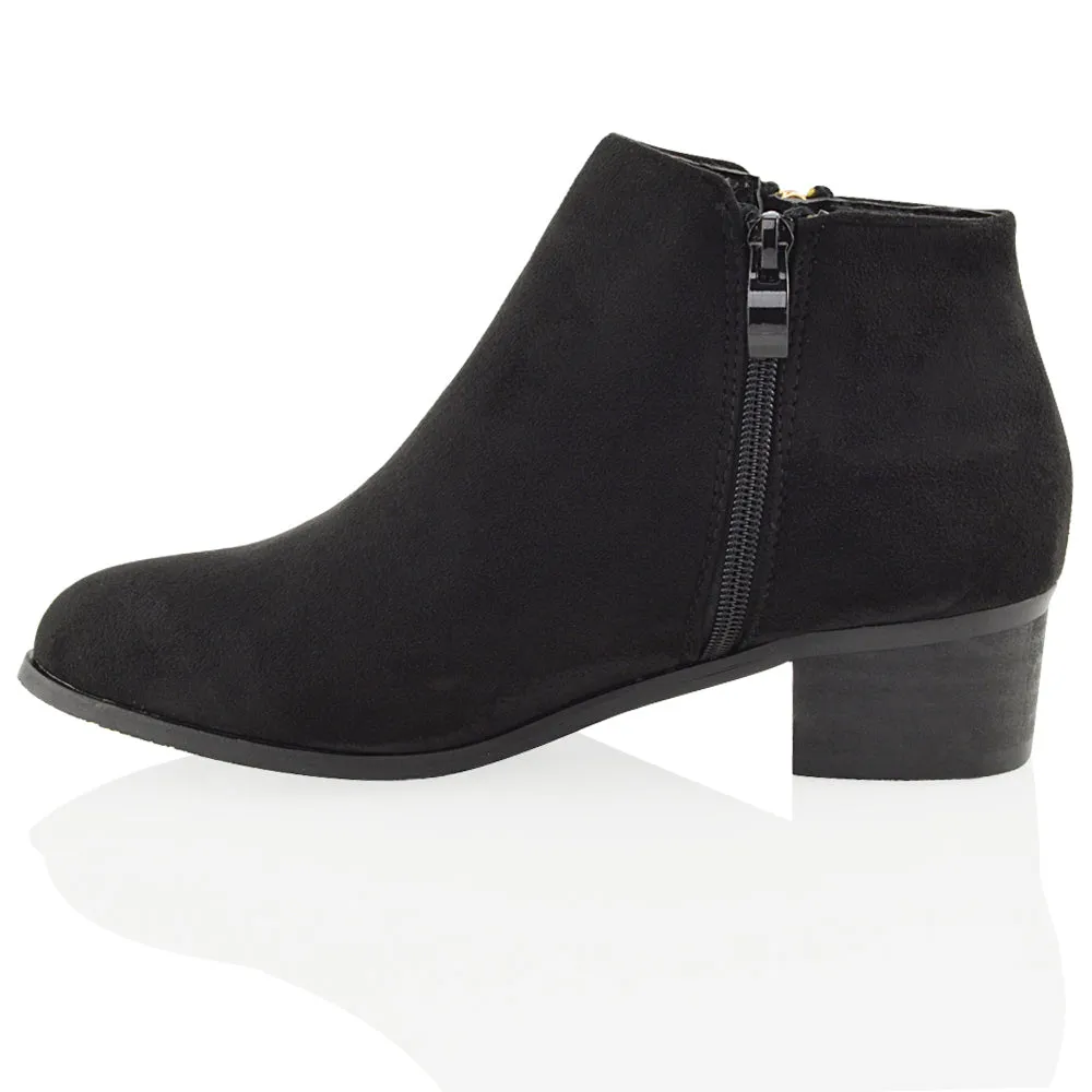 Alberto Zip Up Ankle Boots With Low Block Heel in Brown Faux Suede