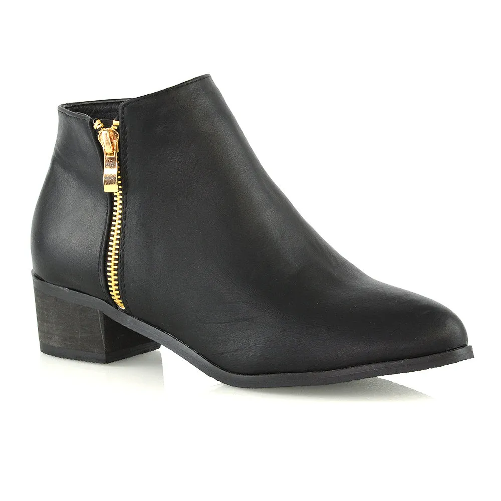 Alberto Zip Up Ankle Boots With Low Block Heel in Brown Faux Suede