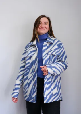 All Saints Faye Zebra Print Wool-Blend Coat - S/M