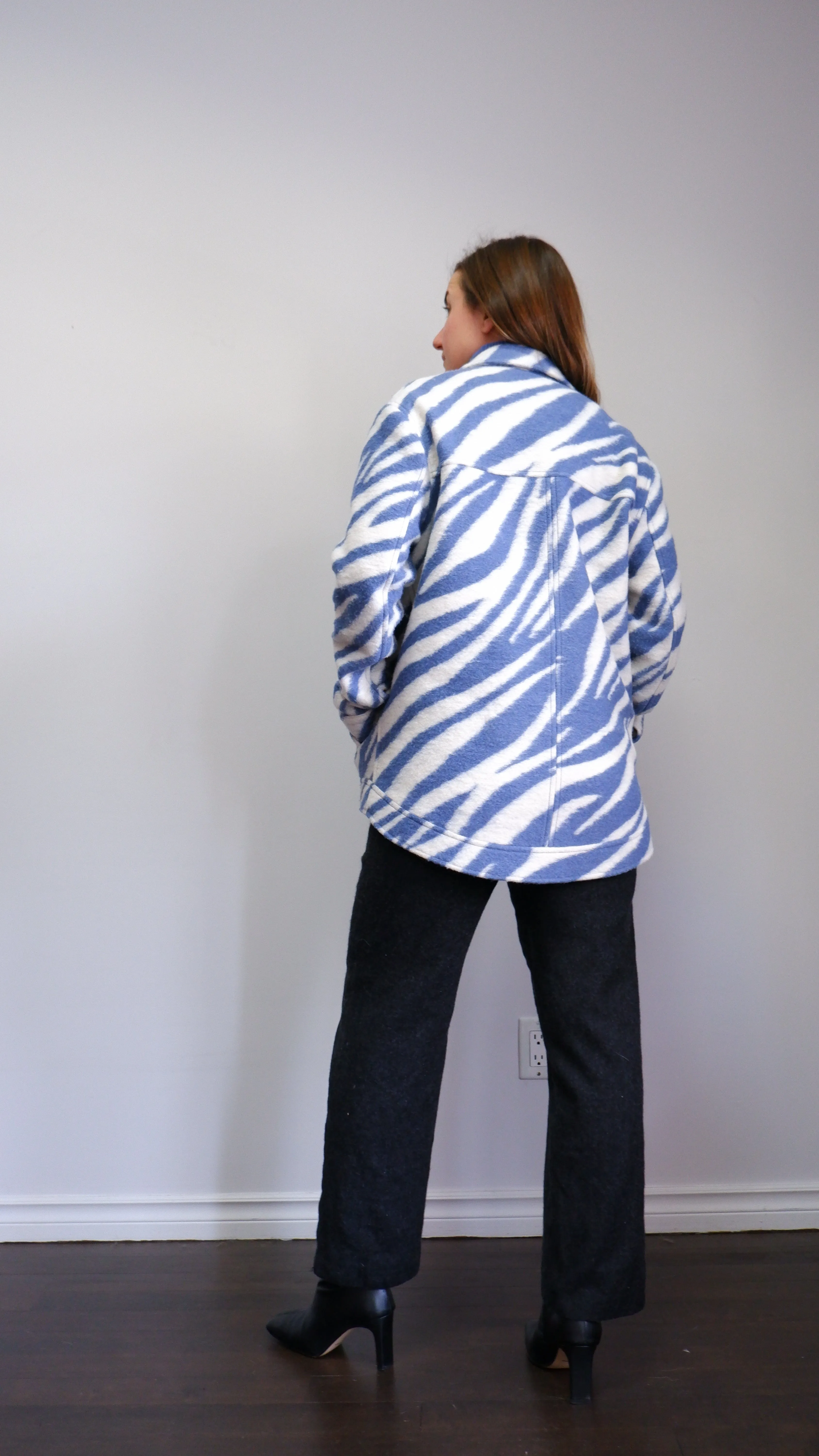 All Saints Faye Zebra Print Wool-Blend Coat - S/M