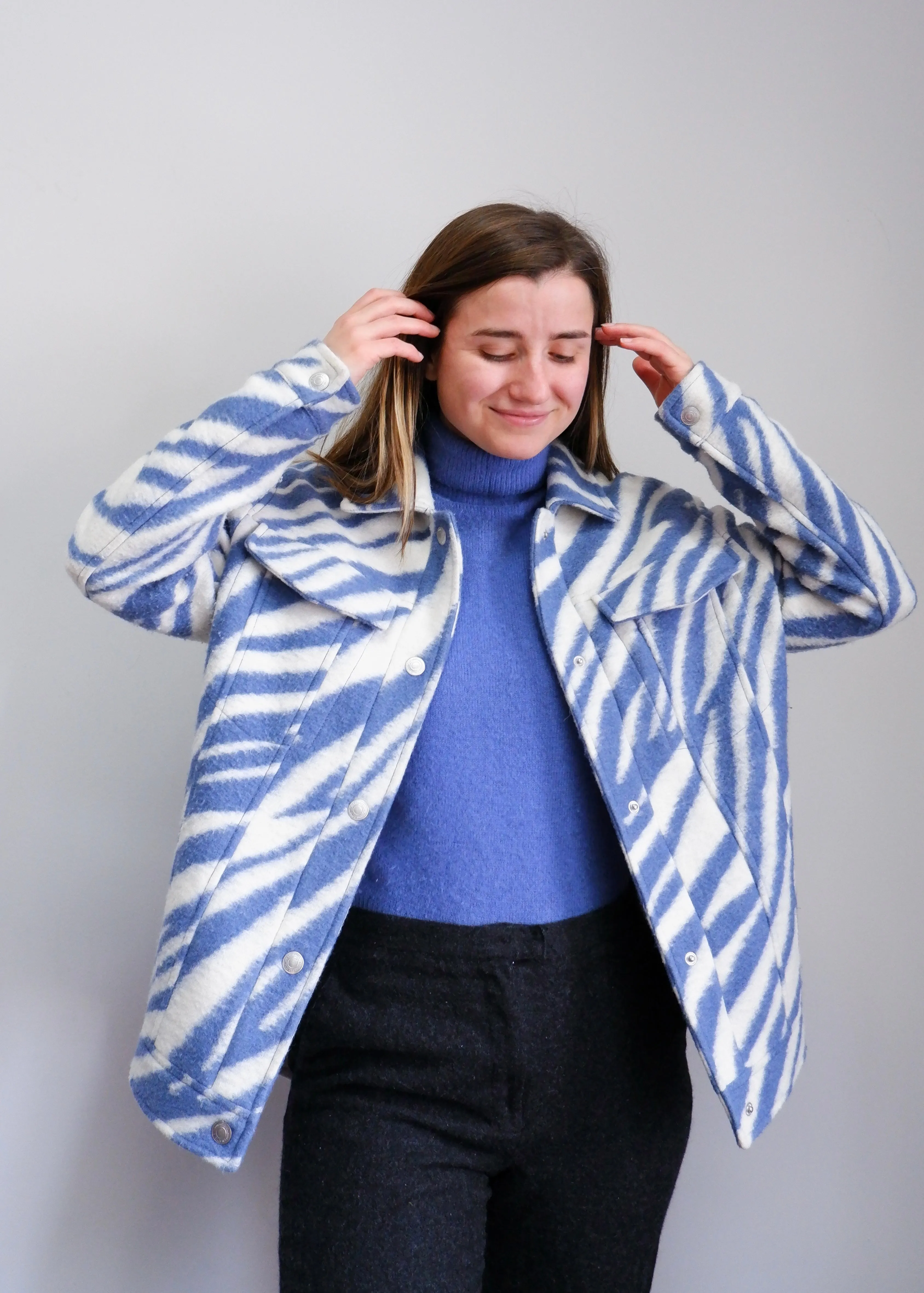All Saints Faye Zebra Print Wool-Blend Coat - S/M