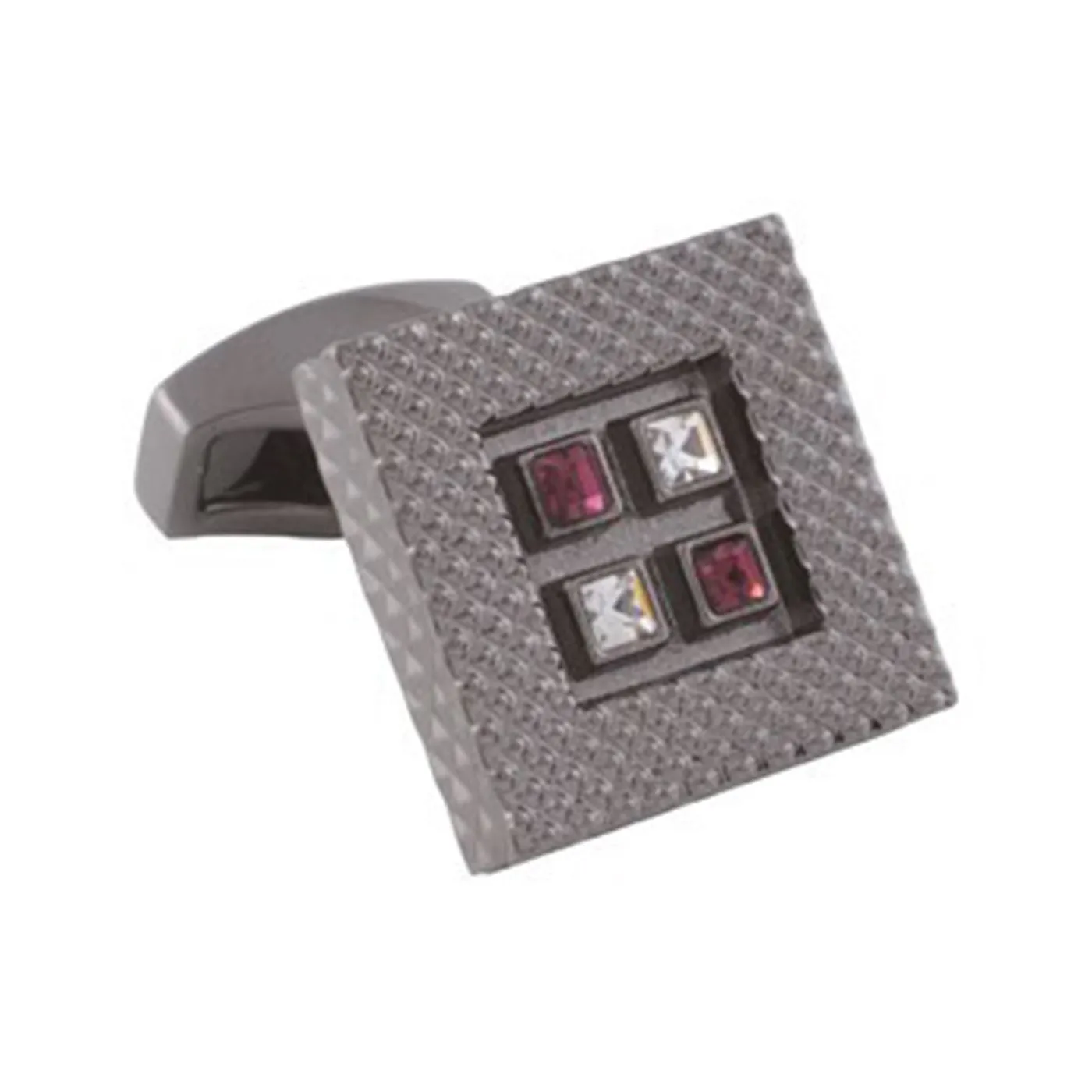 Amethyst and Clear Swarovski Gunmetal Cufflinks