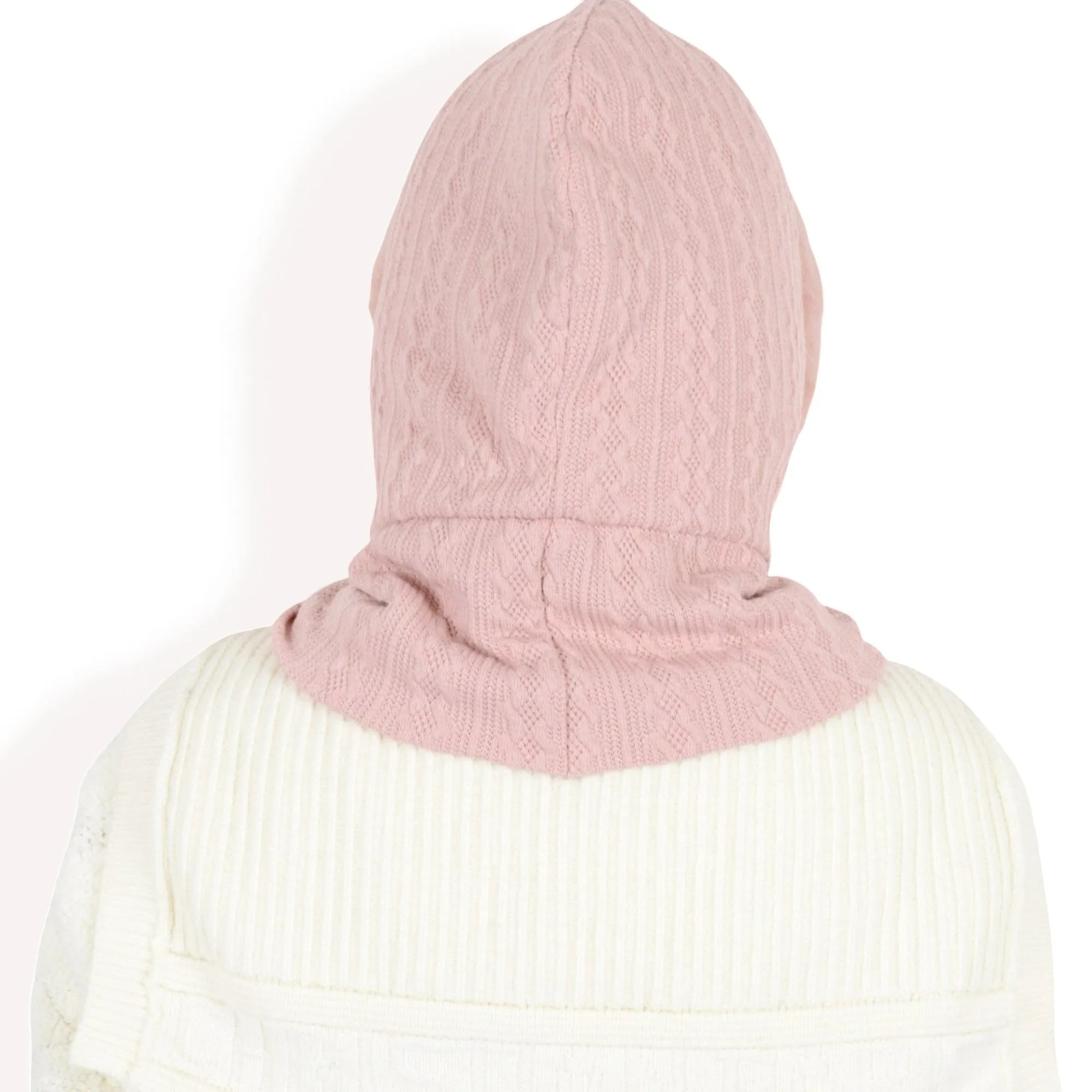 Anna-Kaci Women's Faux Fur Lined Knit Hooded Scarf with Adjustable Drawstring and Full Coverage for Winter Warmth