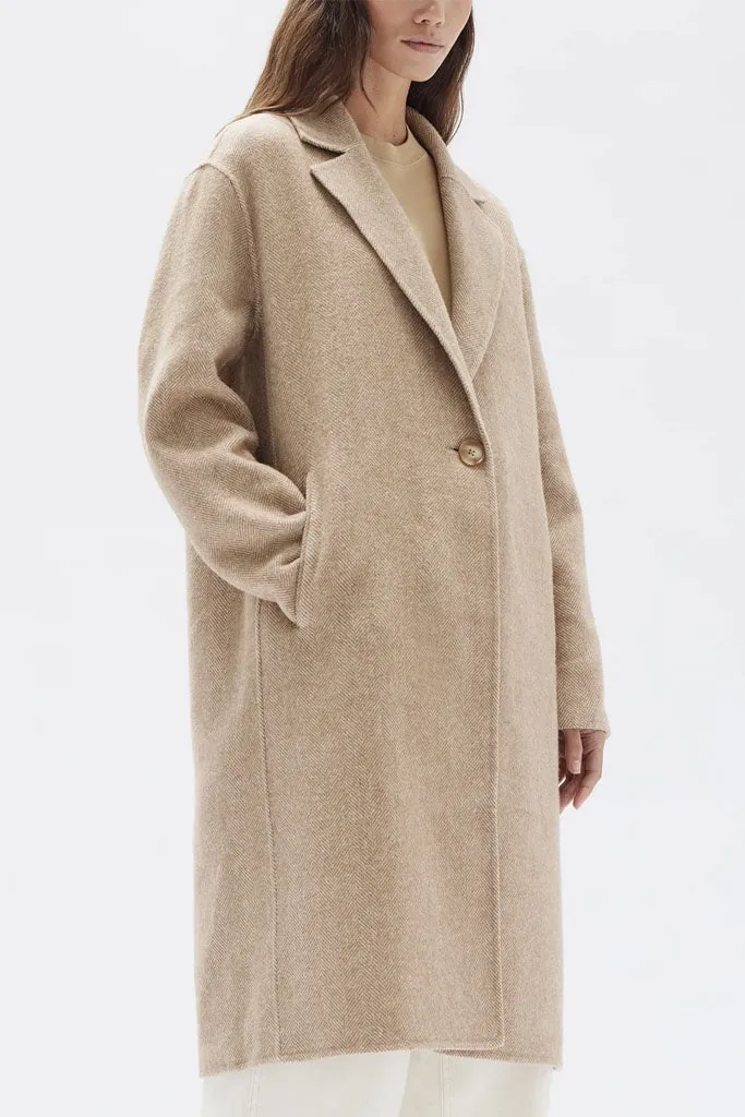 Assembly Thea Wool Herringbone Coat Tan