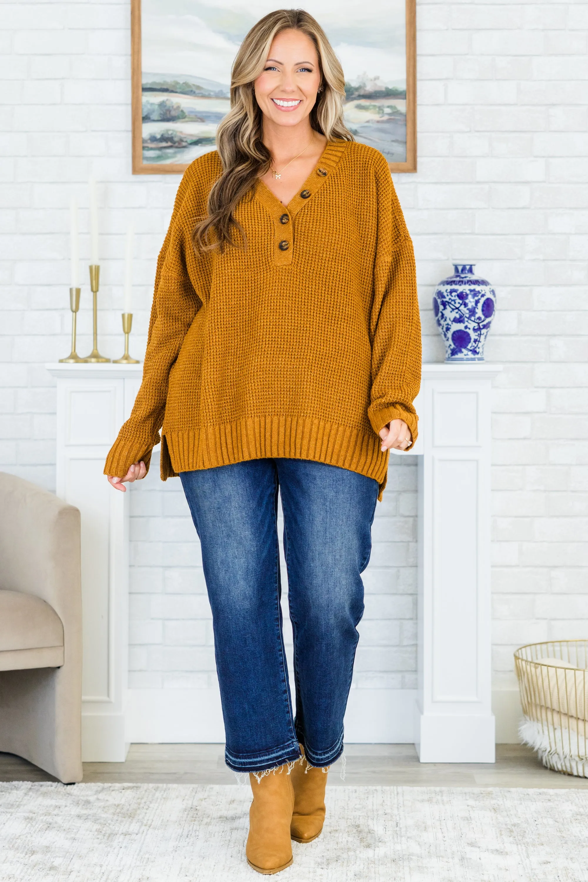 At The Summit Sweater, Camel