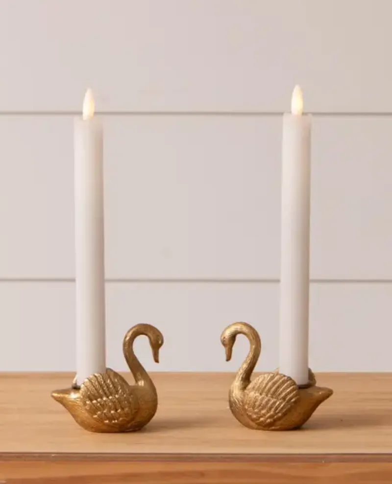 Audrey's Swan Candle Holder Pair