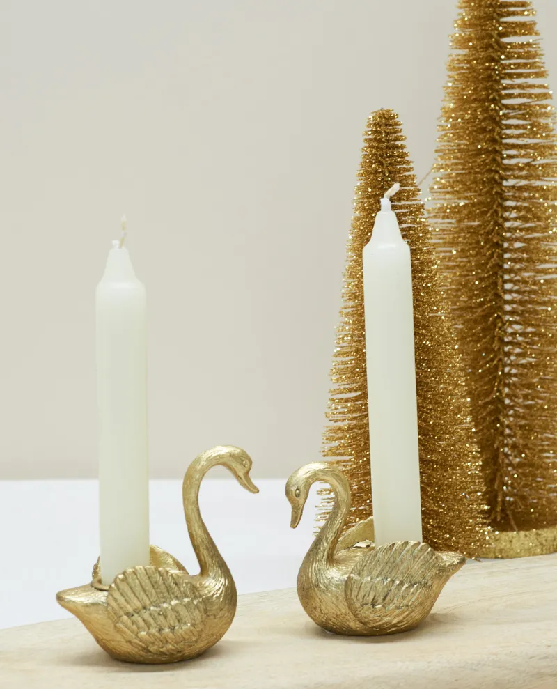 Audrey's Swan Candle Holder Pair