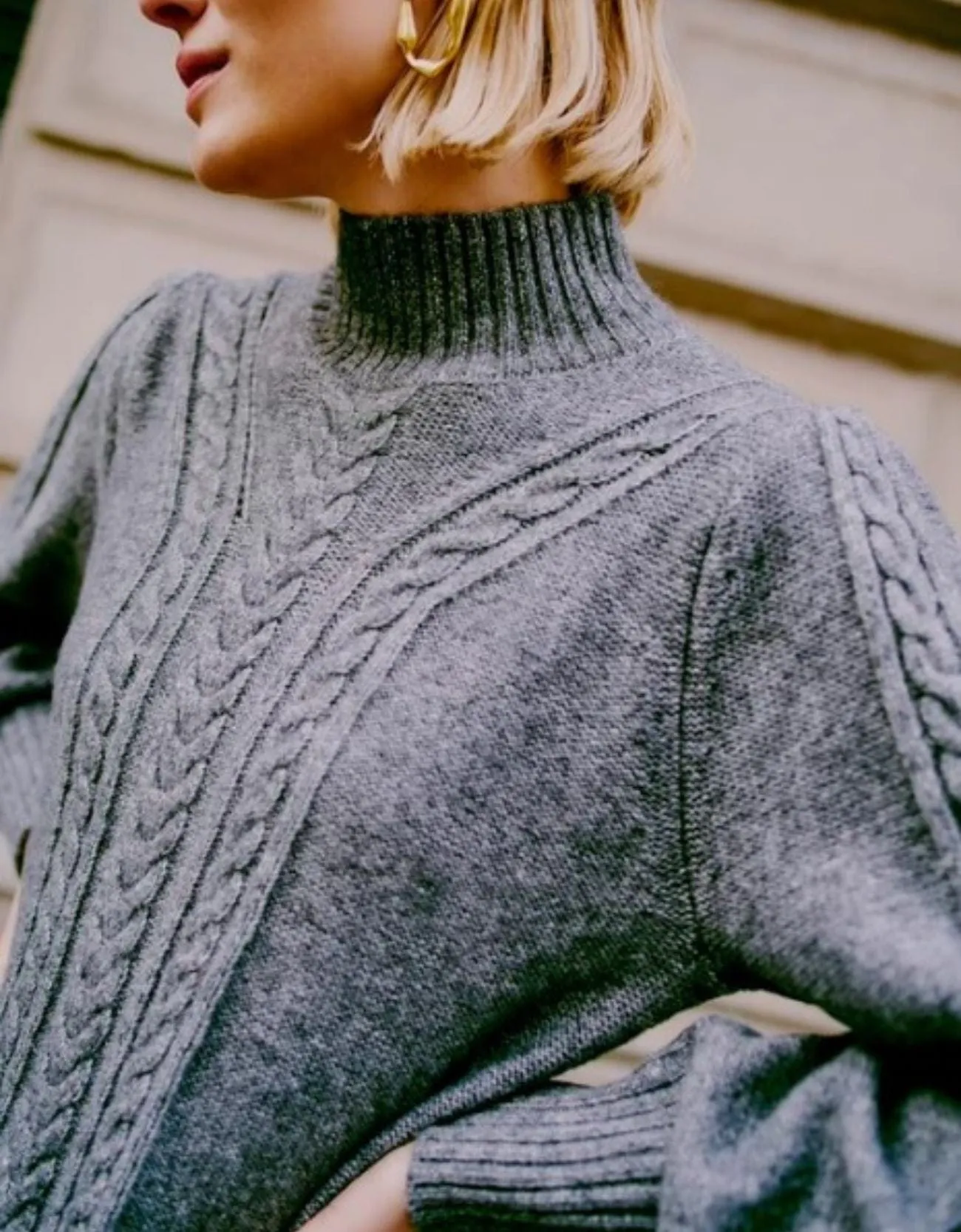 B Young Mania Cable Knit Dress MID GREY MELANGE