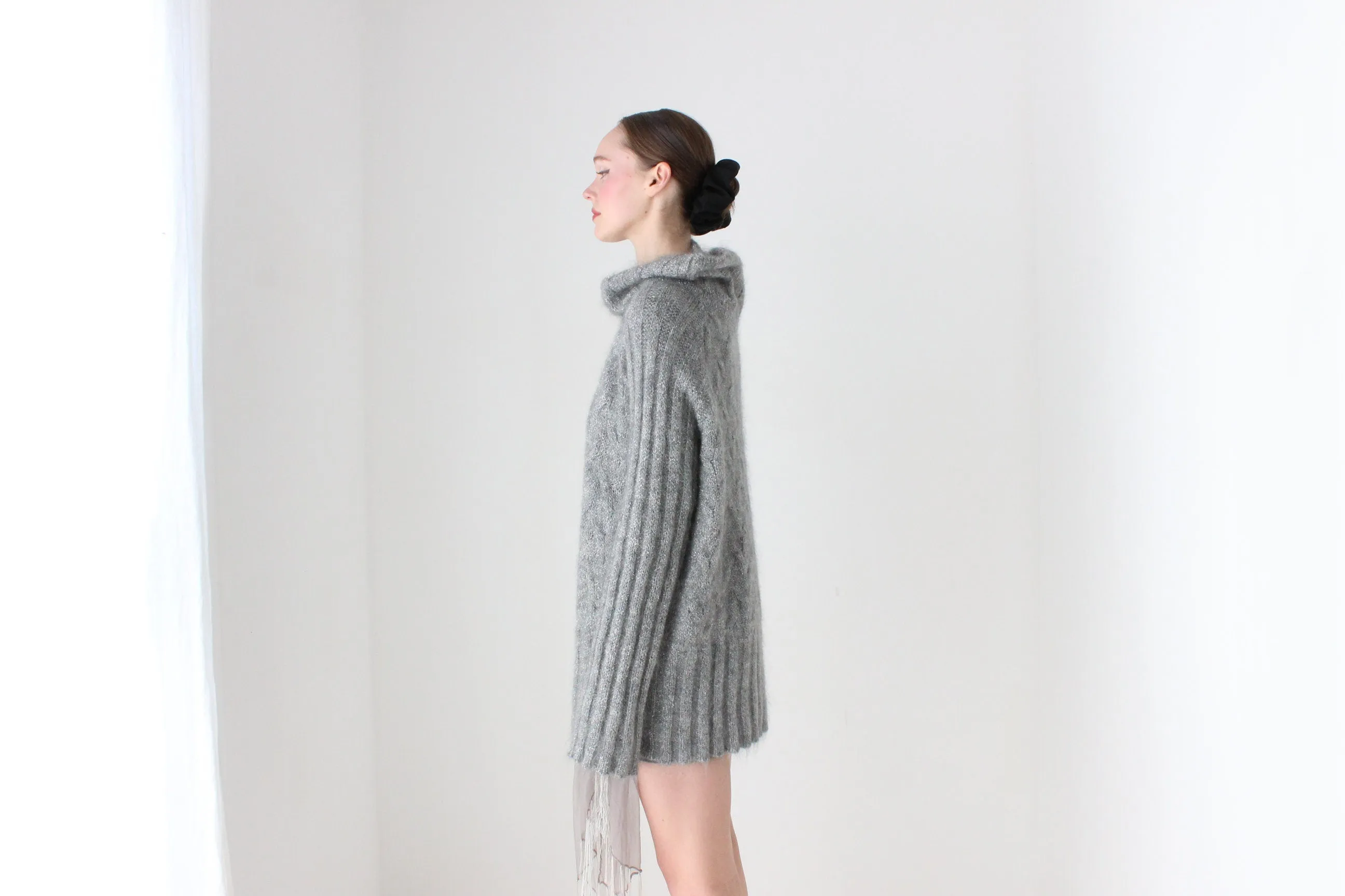 BALLETCORE 80s Escada Mohair Blend Off Shoulder Sweater Dress