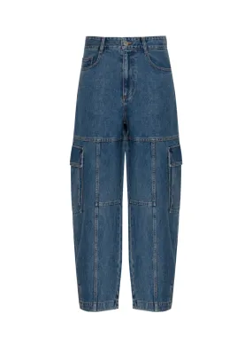 Balloon Denim Cargo Pants (Blue)