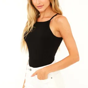 Black halter bodysuit