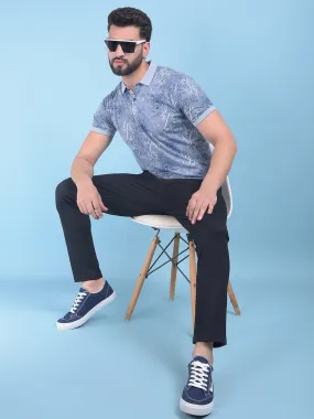Black Printed Chinos Trousers