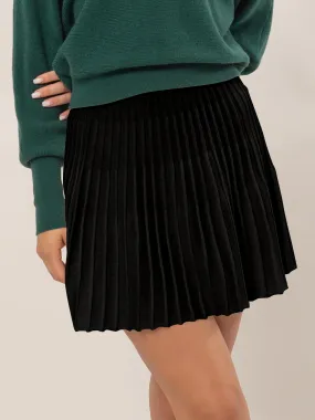 Blue Zone Planet |  HYFVE High Waist Knit Pleated Flare Mini Skirt