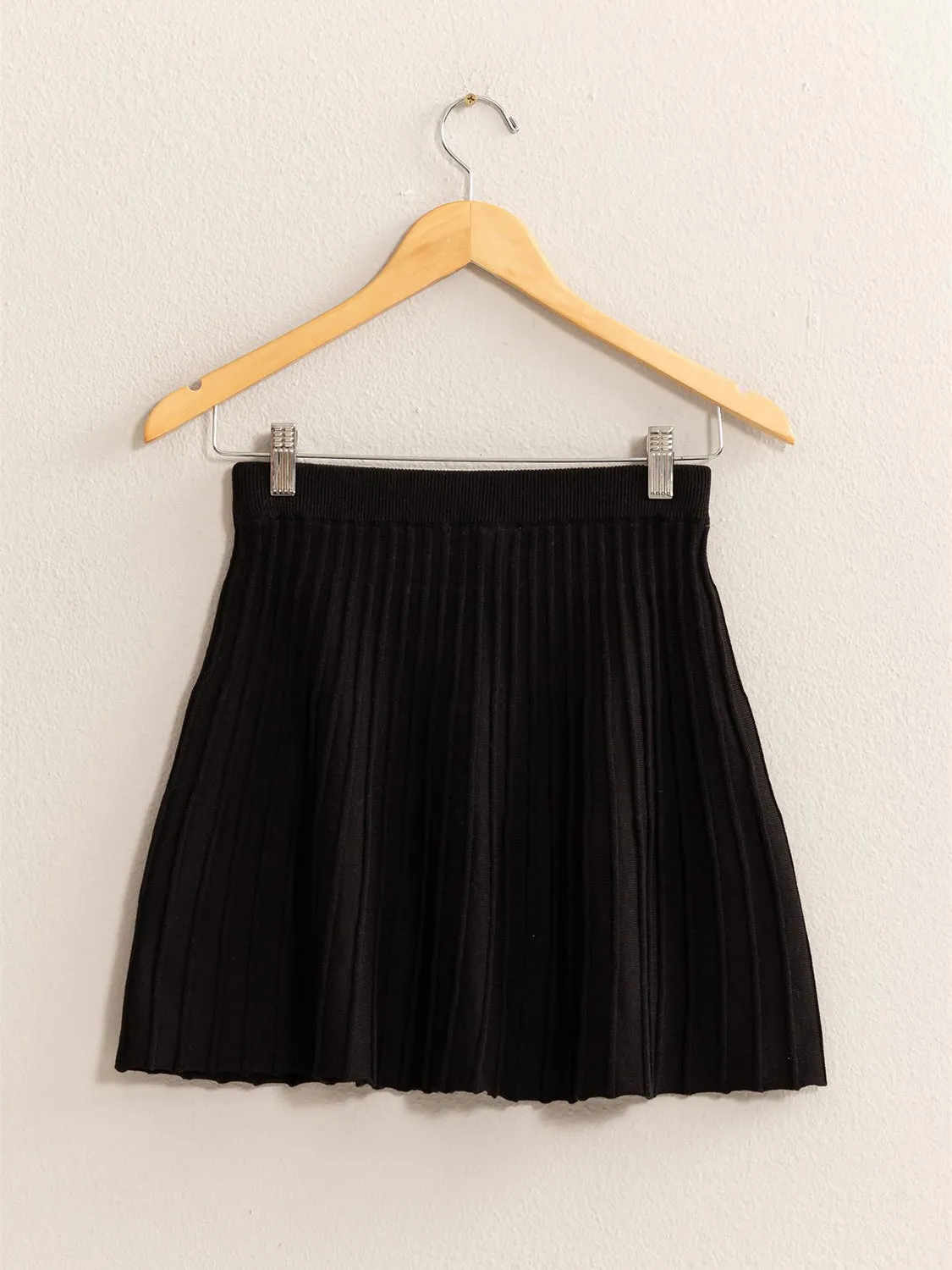 Blue Zone Planet |  HYFVE High Waist Knit Pleated Flare Mini Skirt