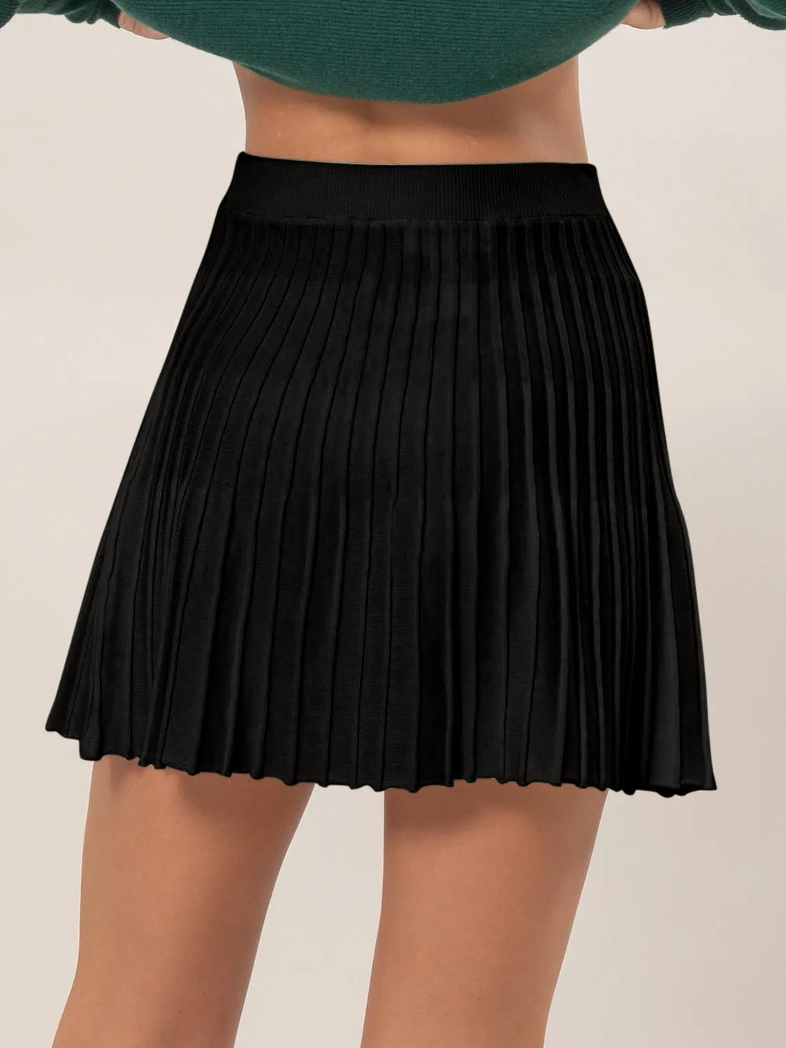 Blue Zone Planet |  HYFVE High Waist Knit Pleated Flare Mini Skirt