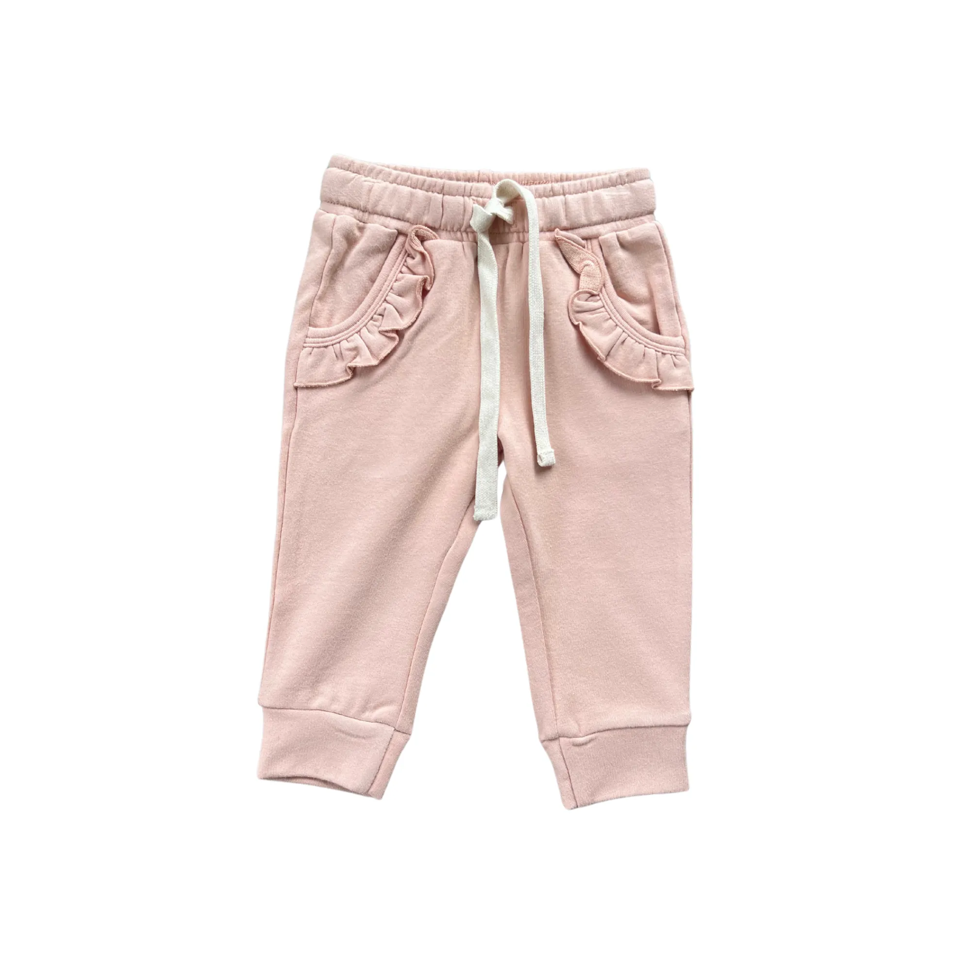 Blush Pink Ruffle Pocket Joggers