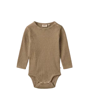 BODYSUIT WHEAT BEIGE RIB STRIPE
