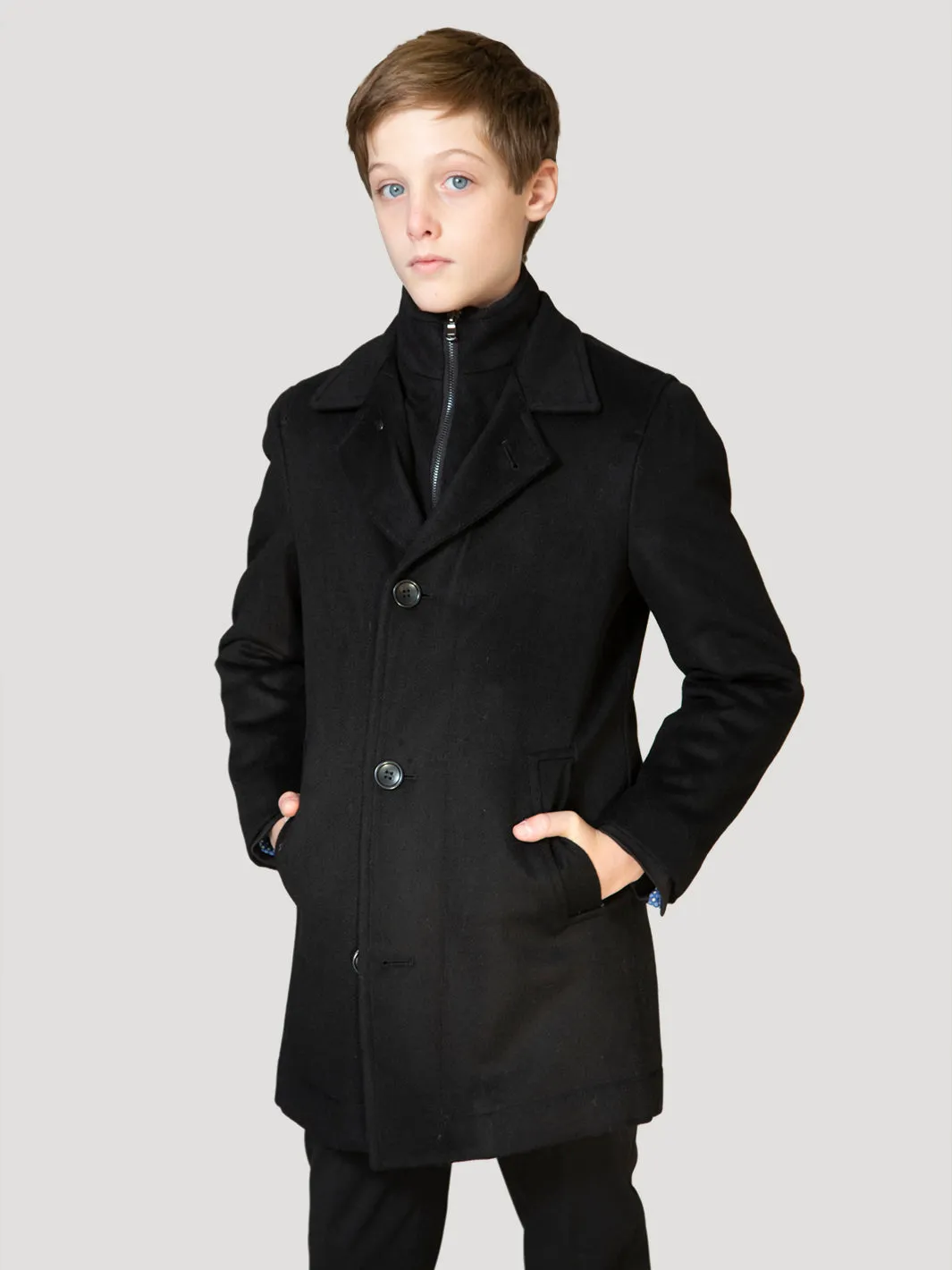 Boy's Orlando Wool Three Quarter Coat