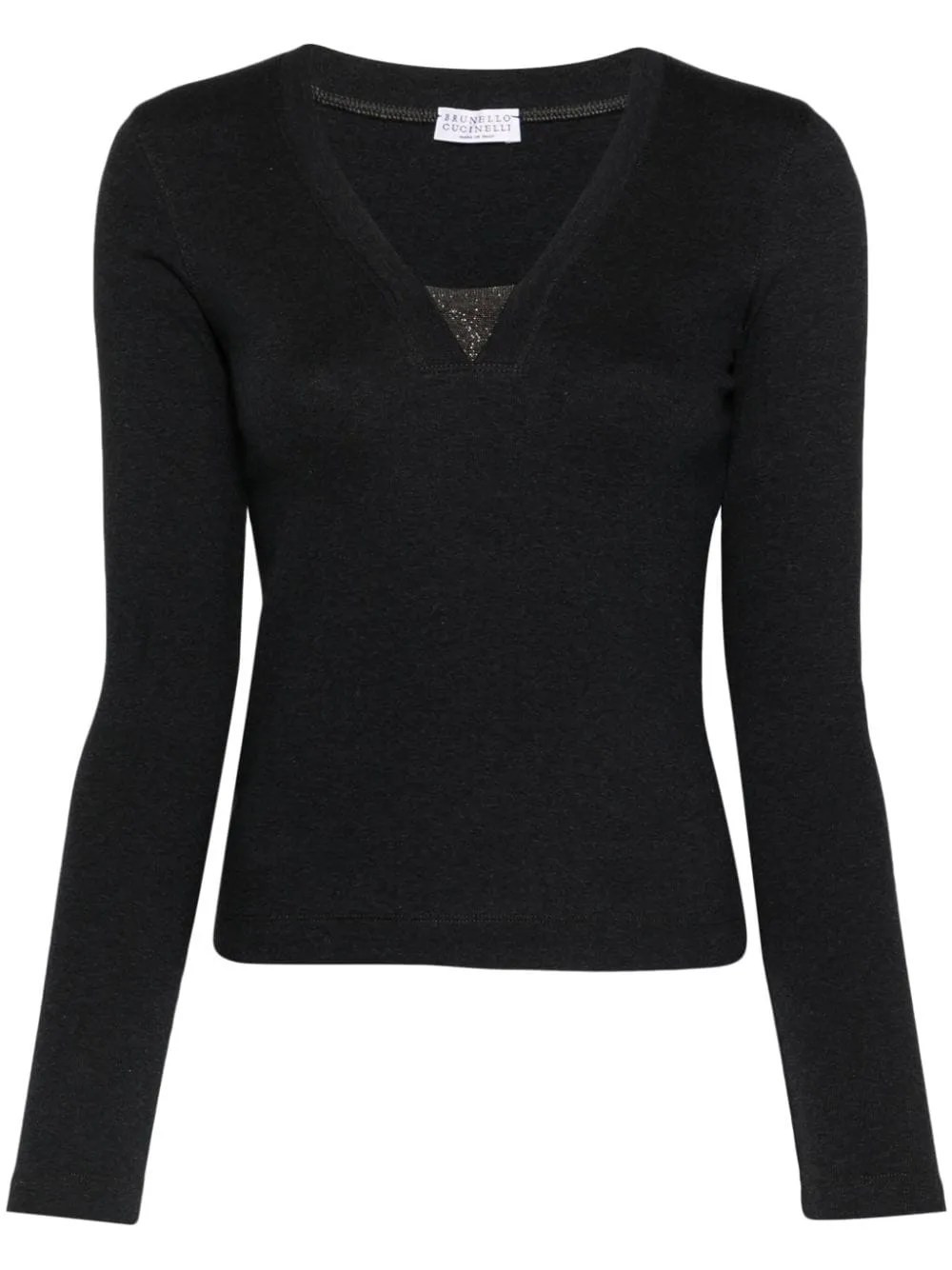 BRUNELLO CUCINELLI Elegant Dark Grey Cotton V-Neck T-Shirt