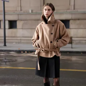 Camel Wool Double-Breasted Coat