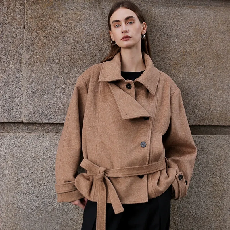 Camel Wool Double-Breasted Coat