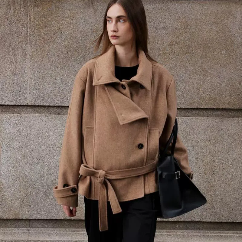 Camel Wool Double-Breasted Coat