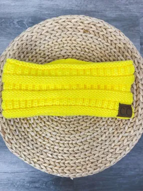 CC ribbed knit headwrap neon yellow