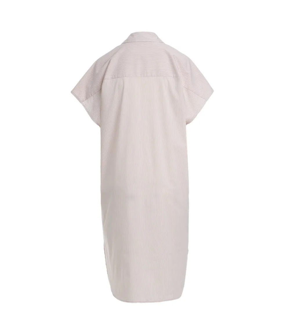 Chloe Lace-up Tunic Beige/White Stripes