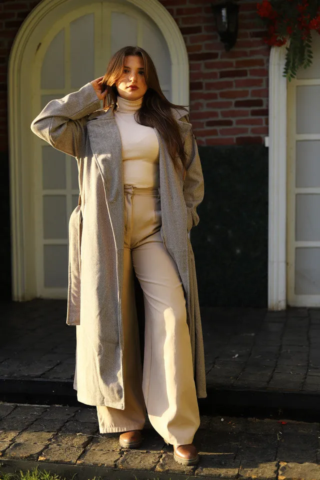 Classic Tweed Wool Wide Collar Coat