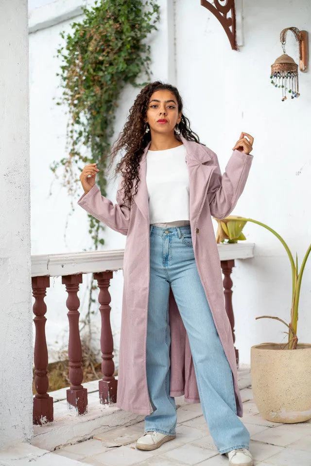 Classic Tweed Wool Wide Collar Coat