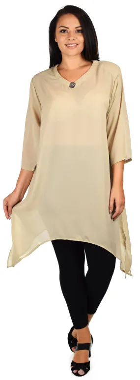 Comfy Georgette Tunic, Asymmetrical Plus size Tunic, Fish tail Tunic, Plus size top with side pockets