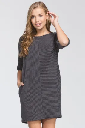 Comfy Throw on Dress in Charcoal